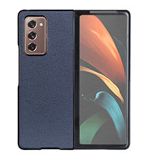 Luxury Leather Matte Finish and Plastic Back Cover Case BH1 for Samsung Galaxy Z Fold2 5G Blue