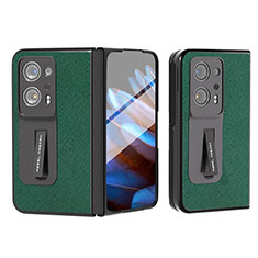Luxury Leather Matte Finish and Plastic Back Cover Case BH12 for Oppo Find N2 5G Green