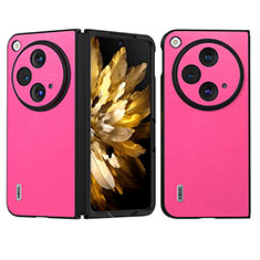 Luxury Leather Matte Finish and Plastic Back Cover Case BH12 for Oppo Find N3 5G Hot Pink