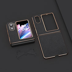 Luxury Leather Matte Finish and Plastic Back Cover Case BH13 for Oppo Find N2 Flip 5G Black