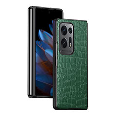 Luxury Leather Matte Finish and Plastic Back Cover Case BH15 for Oppo Find N2 5G Green