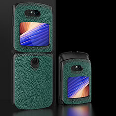 Luxury Leather Matte Finish and Plastic Back Cover Case BH2 for Motorola Moto RAZR (2022) 5G Green