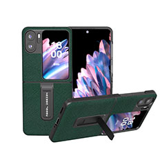Luxury Leather Matte Finish and Plastic Back Cover Case BH20 for Oppo Find N2 Flip 5G Green