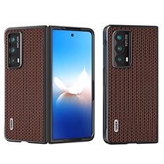 Luxury Leather Matte Finish and Plastic Back Cover Case BH3 for Huawei Honor Magic Vs2 5G Brown