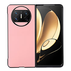 Luxury Leather Matte Finish and Plastic Back Cover Case BH3 for Huawei Mate X3 Pink
