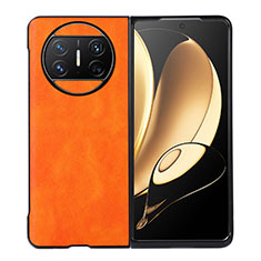 Luxury Leather Matte Finish and Plastic Back Cover Case BH3 for Huawei Mate X5 Orange