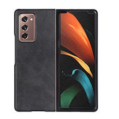 Luxury Leather Matte Finish and Plastic Back Cover Case BH4 for Samsung Galaxy Z Fold2 5G Black