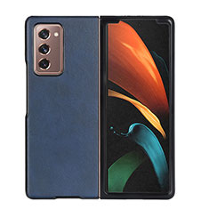 Luxury Leather Matte Finish and Plastic Back Cover Case BH4 for Samsung Galaxy Z Fold2 5G Blue