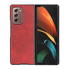 Luxury Leather Matte Finish and Plastic Back Cover Case BH4 for Samsung Galaxy Z Fold2 5G Red