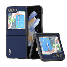 Luxury Leather Matte Finish and Plastic Back Cover Case BH5 for Samsung Galaxy Z Flip5 5G Blue