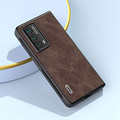 Luxury Leather Matte Finish and Plastic Back Cover Case BH7 for Huawei Honor Magic Vs2 5G Brown