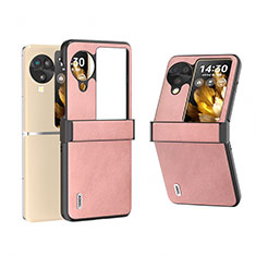 Luxury Leather Matte Finish and Plastic Back Cover Case BH7 for Oppo Find N3 Flip 5G Pink