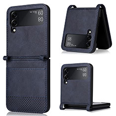 Luxury Leather Matte Finish and Plastic Back Cover Case BY2 for Samsung Galaxy Z Flip4 5G Blue