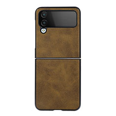 Luxury Leather Matte Finish and Plastic Back Cover Case C07 for Samsung Galaxy Z Flip4 5G Green