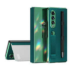 Luxury Leather Matte Finish and Plastic Back Cover Case C07 for Samsung Galaxy Z Fold3 5G Green