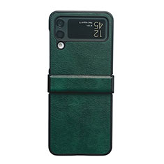 Luxury Leather Matte Finish and Plastic Back Cover Case C08 for Samsung Galaxy Z Flip4 5G Green