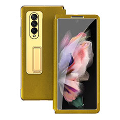 Luxury Leather Matte Finish and Plastic Back Cover Case C08 for Samsung Galaxy Z Fold3 5G Yellow