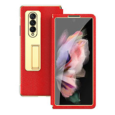 Luxury Leather Matte Finish and Plastic Back Cover Case C08 for Samsung Galaxy Z Fold4 5G Red