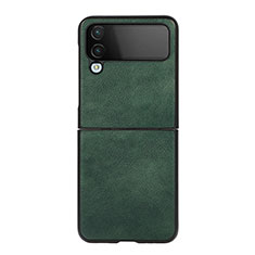 Luxury Leather Matte Finish and Plastic Back Cover Case C09 for Samsung Galaxy Z Flip4 5G Green