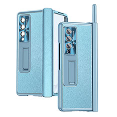 Luxury Leather Matte Finish and Plastic Back Cover Case C09 for Samsung Galaxy Z Fold4 5G Blue