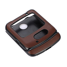 Luxury Leather Matte Finish and Plastic Back Cover Case for Motorola Moto RAZR (2022) 5G Brown