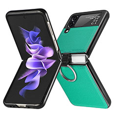 Luxury Leather Matte Finish and Plastic Back Cover Case for Samsung Galaxy Z Flip3 5G Green