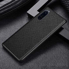 Luxury Leather Matte Finish and Plastic Back Cover Case for Sony Xperia 1 III Black