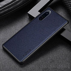 Luxury Leather Matte Finish and Plastic Back Cover Case for Sony Xperia 1 III Blue