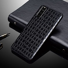 Luxury Leather Matte Finish and Plastic Back Cover Case for Sony Xperia 10 IV Black