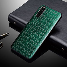 Luxury Leather Matte Finish and Plastic Back Cover Case for Sony Xperia 10 IV SOG07 Green
