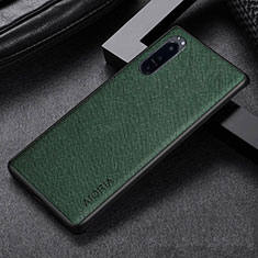 Luxury Leather Matte Finish and Plastic Back Cover Case for Sony Xperia 5 IV Green