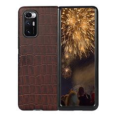 Luxury Leather Matte Finish and Plastic Back Cover Case for Xiaomi Mix Fold 5G Brown