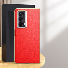 Luxury Leather Matte Finish and Plastic Back Cover Case GS1 for Huawei Honor Magic Vs2 5G Red