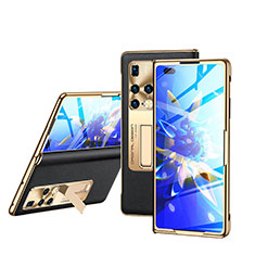 Luxury Leather Matte Finish and Plastic Back Cover Case GS1 for Huawei Mate X2 Gold and Black