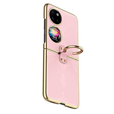 Luxury Leather Matte Finish and Plastic Back Cover Case GS4 for Huawei P60 Pocket Rose Gold