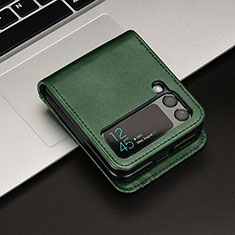 Luxury Leather Matte Finish and Plastic Back Cover Case JD1 for Samsung Galaxy Z Flip3 5G Green