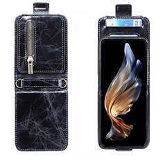 Luxury Leather Matte Finish and Plastic Back Cover Case JD2 for Samsung Galaxy Z Flip3 5G Black