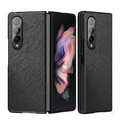 Luxury Leather Matte Finish and Plastic Back Cover Case L06 for Samsung Galaxy Z Fold4 5G Black