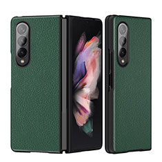 Luxury Leather Matte Finish and Plastic Back Cover Case L08 for Samsung Galaxy Z Fold3 5G Green