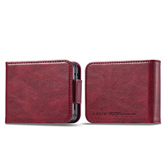 Luxury Leather Matte Finish and Plastic Back Cover Case LC1 for Samsung Galaxy Z Flip5 5G Red