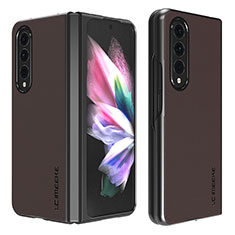 Luxury Leather Matte Finish and Plastic Back Cover Case LC1 for Samsung Galaxy Z Fold4 5G Brown