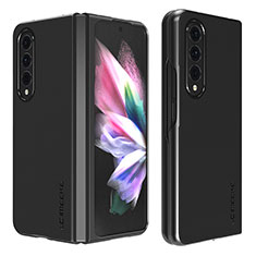 Luxury Leather Matte Finish and Plastic Back Cover Case LC2 for Samsung Galaxy Z Fold3 5G Black