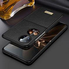 Luxury Leather Matte Finish and Plastic Back Cover Case LD1 for Huawei P60 Pocket Black