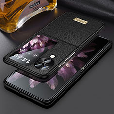 Luxury Leather Matte Finish and Plastic Back Cover Case LD2 for Oppo Find N3 Flip 5G Black