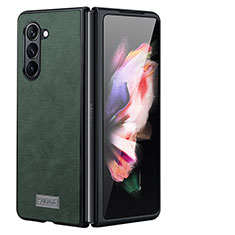 Luxury Leather Matte Finish and Plastic Back Cover Case LD2 for Samsung Galaxy Z Fold5 5G Green
