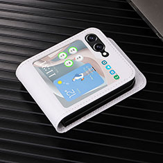 Luxury Leather Matte Finish and Plastic Back Cover Case LZ1 for Samsung Galaxy Z Flip5 5G White