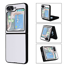 Luxury Leather Matte Finish and Plastic Back Cover Case LZ3 for Samsung Galaxy Z Flip5 5G White