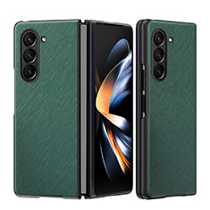 Luxury Leather Matte Finish and Plastic Back Cover Case QH3 for Samsung Galaxy Z Fold5 5G Green