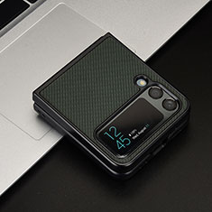 Luxury Leather Matte Finish and Plastic Back Cover Case R02 for Samsung Galaxy Z Flip3 5G Green