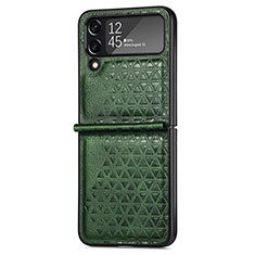 Luxury Leather Matte Finish and Plastic Back Cover Case R02 for Samsung Galaxy Z Flip4 5G Green